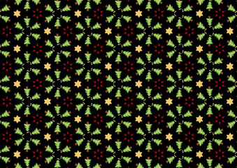 A pattern of Christmas element, Stars, Santa hat, Christmas tree