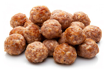 a pile of meatballs on a white surface