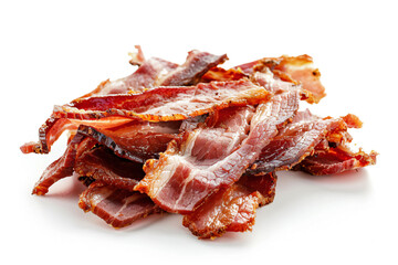 a pile of bacon sitting on top of a white surface