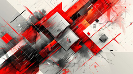 Visually striking red and gray abstract illustrations in futuristic  banners.