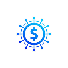 Obraz premium Coin Icon Logo Design Element Vector Illustration.