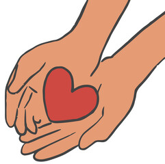 Charity png doodle hands giving heart