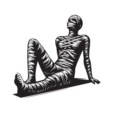 recommend clip art: Intricate mummy silhouette perfect for historical and spooky themes - mummy illustration
                    