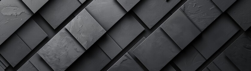 Abstract black and white geometric pattern of diagonal tiles.