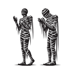 Mummy silhouette illustration perfect for Halloween and historical themes - mummy illustration
