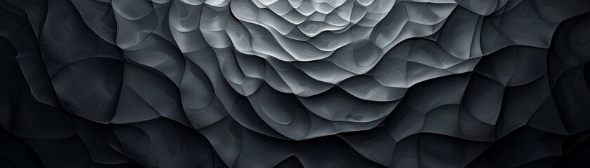 Abstract black and white image of crumpled fabric with a soft, flowing texture.