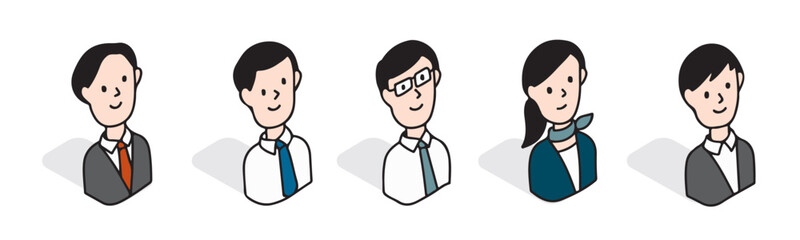 ホワイトカラー　ビジネスマンのイラストセット