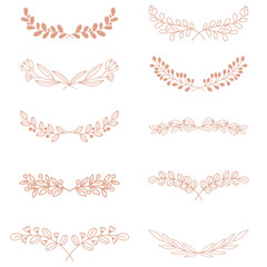 Png wreath watercolor floral ornament rose gold vintage style set