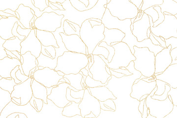 Png floral pattern background transparent with hand drawn gold flower