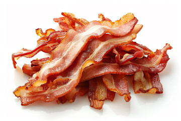 a pile of bacon sitting on top of a white surface