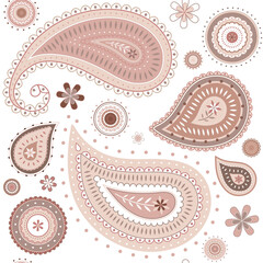 Cream paisley background png, traditional pattern in feminine design