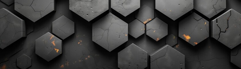 Abstract geometric pattern of black hexagons.