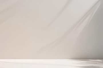 blurred shadow from palm tree in wall background minimalist product presentation