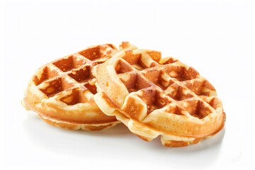 two waffles are sitting on a white surface