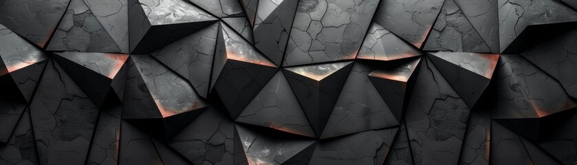 Abstract geometric pattern with black and grey triangles.