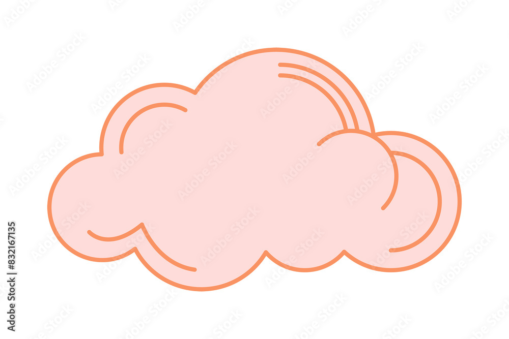 Poster Cloud png clipart, mystic line art style for planner, transparent background