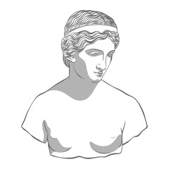 Greek Goddess png sticker, Daphne line art drawing