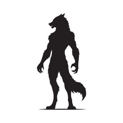 Striking werewolf silhouette for high-quality print and digital media - minimalist werewolf vector
