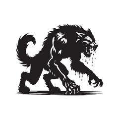 Intricate werewolf silhouette suitable for various design projects - minimalist werewolf vector
