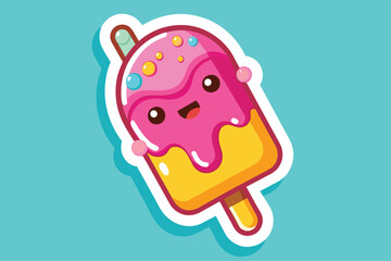 cute ice cream dessert mascot character illustration in cartoon style