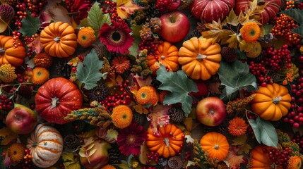 Fototapeta premium Thanksgiving day. Family dinner deecoration. Illustration generated by ai