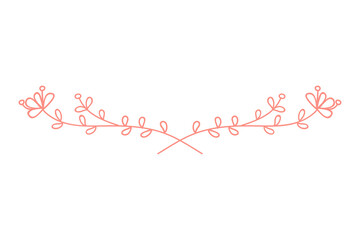 Pink png sticker, botanical divider, doodle vintage style