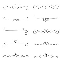 Obraz premium Classy scroll divider png, clipart doodle style ornament set