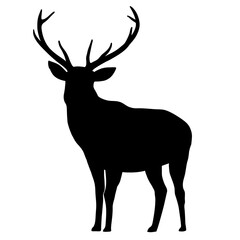 Standing stag png silhouette sticker, wildlife illustration on transparent background