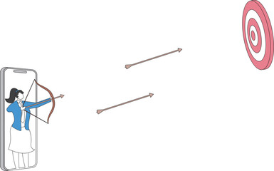 Hitting the target Businesswoman, Accuracy, Achievement, Aiming