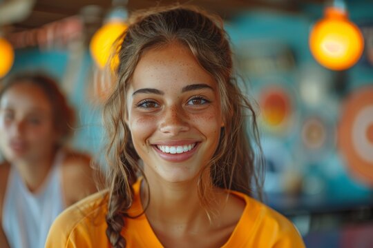 a group of female table tennis players, dressed in crisp sportswear, joyfully attempt to hit the ping pong ball during their game.
