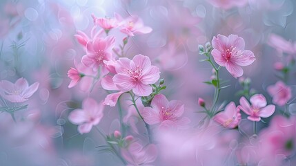 Soft focus flowers in dreamy garden