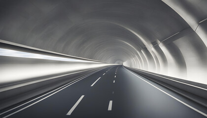 View of architecture tunnel on the highway with empty asphalt road, 3d rendering.