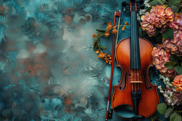 Artistic Violin and Floral Elegance, Celebrate the diversity of Music : La Fête de la Musique.