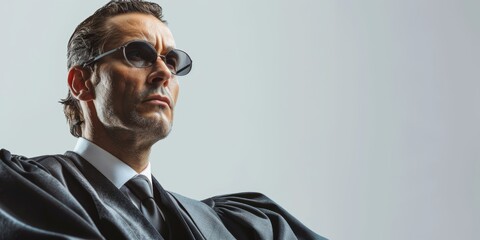 Fototapeta premium Supervillain lawyer in courtroom, isolated white background, high detail, dramatic tension