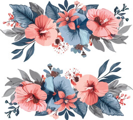 Vintage Card, Watercolor wedding invitation design with pink rose, bud and leaves. wild flower, background with floral elements for text, watercolor background. Template. fra