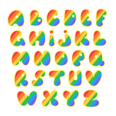Alphabet with Pride LGBTQ flag colors. Vector Illustration for your design.