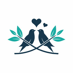 Two Bird Making Love on a Branch vector illustration 