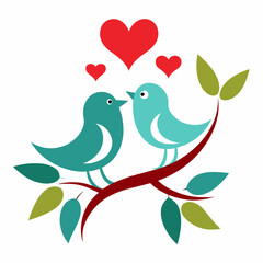 Two Bird Making Love on a Branch vector illustration 