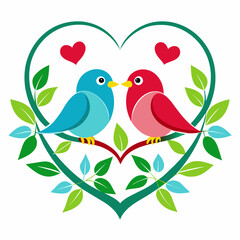 Two Bird Making Love on a Branch vector illustration 
