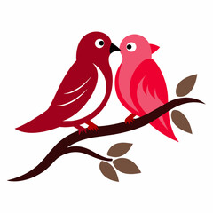 Two Bird Making Love on a Branch vector illustration 