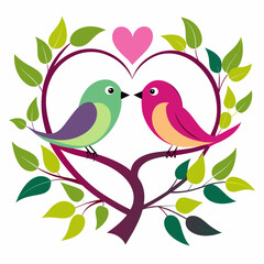 Two Bird Making Love on a Branch vector illustration 