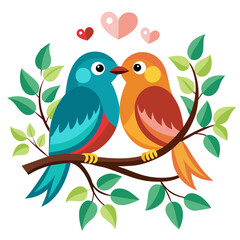 Two Bird Making Love on a Branch vector illustration 