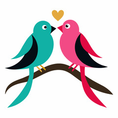 Two Bird Making Love on a Branch vector illustration 
