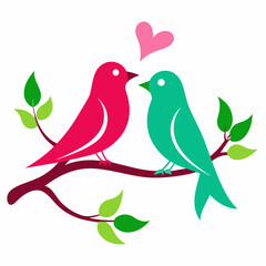 Two Bird Making Love on a Branch vector illustration 
