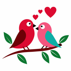 Two Bird Making Love on a Branch vector illustration 