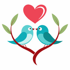 Two Bird Making Love on a Branch vector illustration 