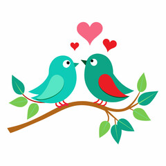 Fototapeta premium Two Bird Making Love on a Branch vector illustration 