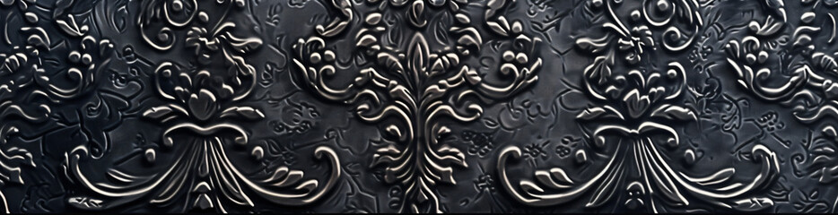 Dark grey damask pattern background with copy space