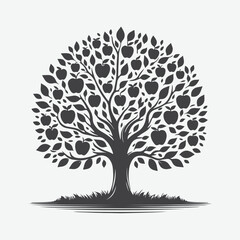 Obraz premium Print Majestic Apple Tree Silhouette, A Timeless Symbol of Nature's Elegance
