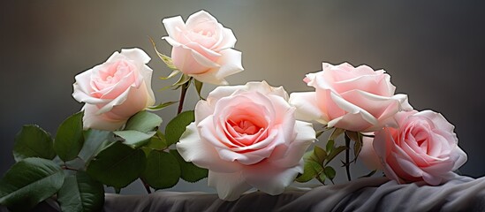 Wonderful natural rose white and pink colored. Creative banner. Copyspace image